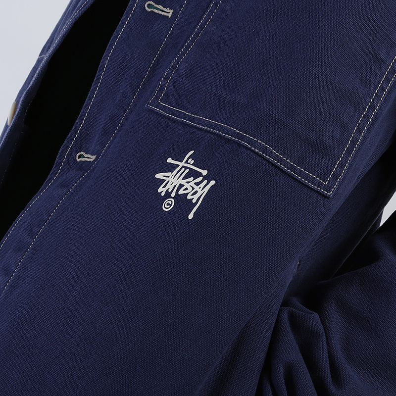мужская синяя куртка Stussy Canvas Shop Jacket 115436-navy - цена, описание, фото 2